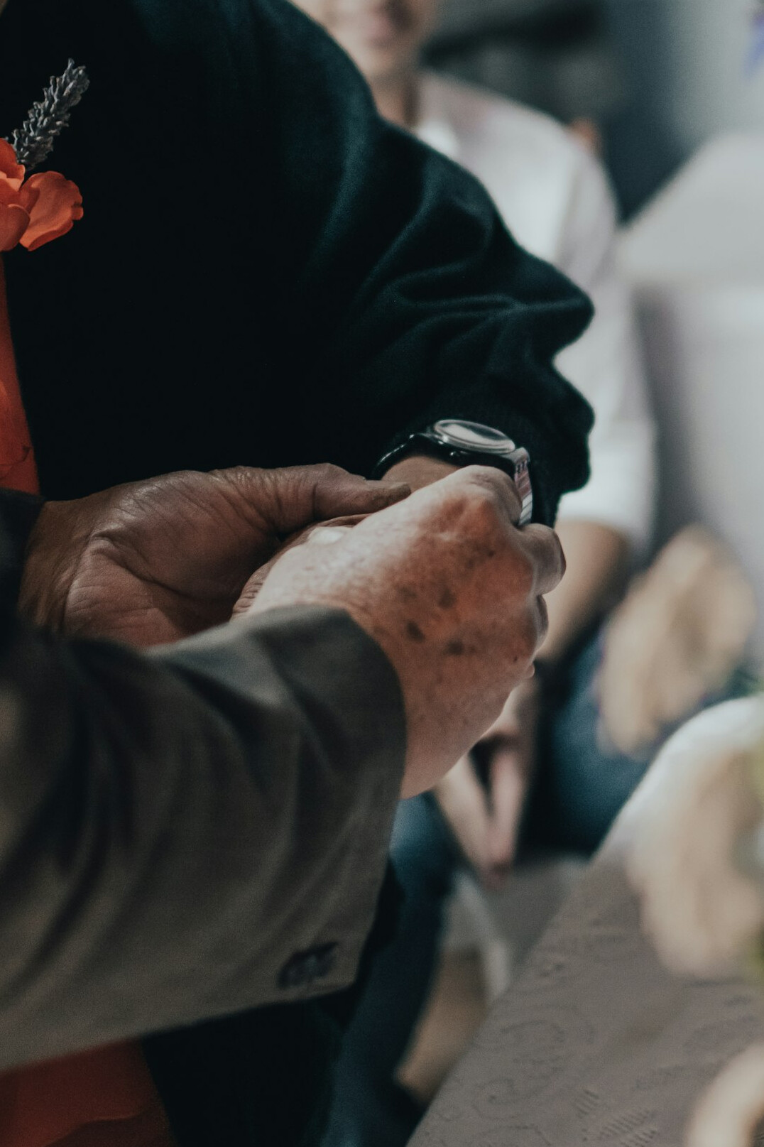 senior using smartwatch