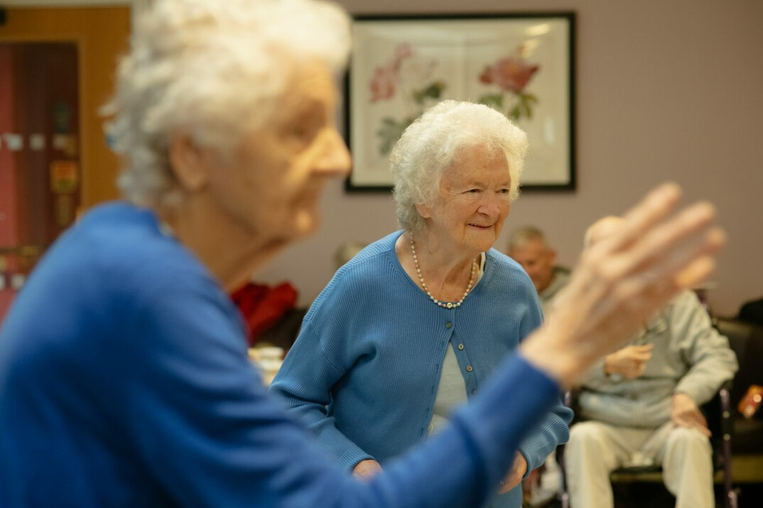 group of seniors exercising